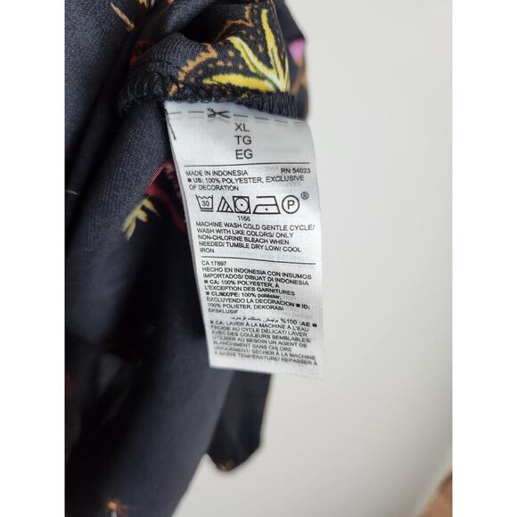 Old Navy women's peasant top XL dark floral boho festival witchy velvet accents - Picture 5 of 7